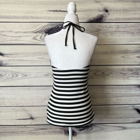 Michael Kors Green & White Striped Halter Tank Swim Suit Top - Picture 4 of 8
